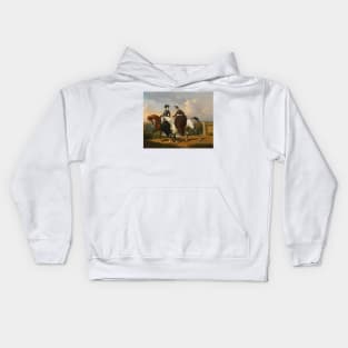 Deux Amazones Au Cheval by Alfred de Dreux Kids Hoodie